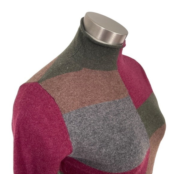 Thalian Sweater 100% Cashmere Mock Neck Color Block Sz. S - Picture 3 of 7